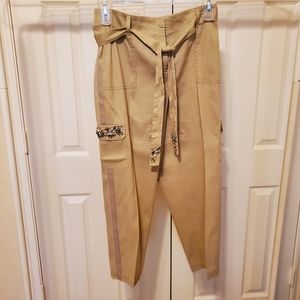 Chico's Belted Rhinestone-Embellished Crop Pants